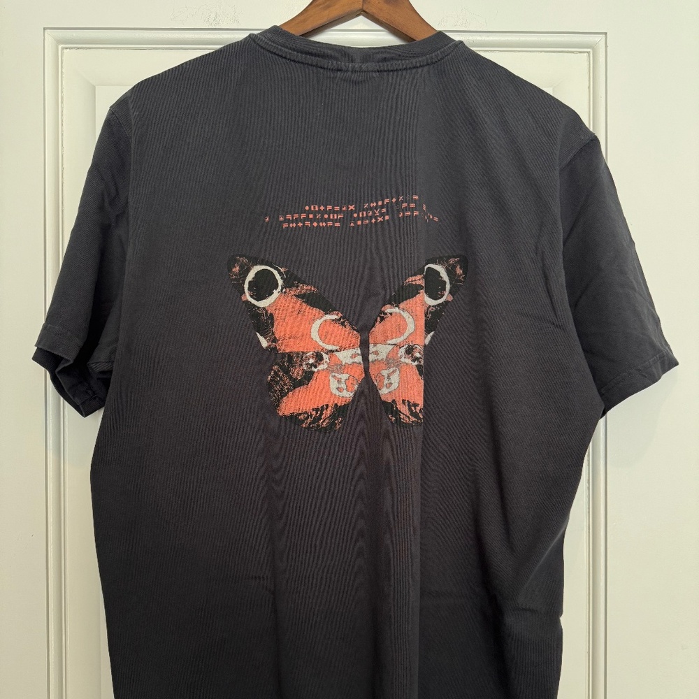 Charcoal Grey Adidas Graphic Tee with Embroidery on Chest Pocket